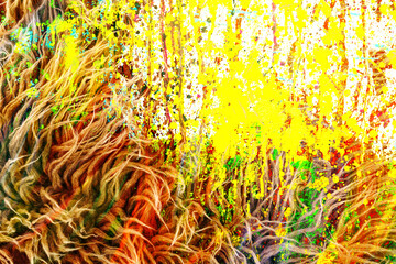 Minimal grunge composition with a solid yellow field eroded by blackened speckles around the edges. The image has a bold, modernist structure suitable for industrial design backdrops and poster graphi