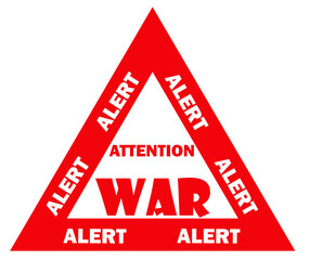 Powerful image depicting a war alert concept — featuring bold red alert text, sirens, or military visuals. Represents conflict, emergency, global tension, and military readiness.

