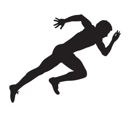 Active running man silhouettes, vector illustration