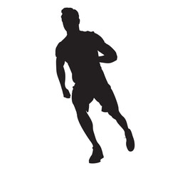 Active running man silhouettes, vector illustration