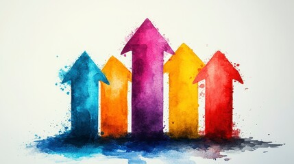 Watercolor arrows pointing upwards