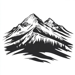 Fototapeta premium A stylized silhouette of jagged mountain peaks is shown in black