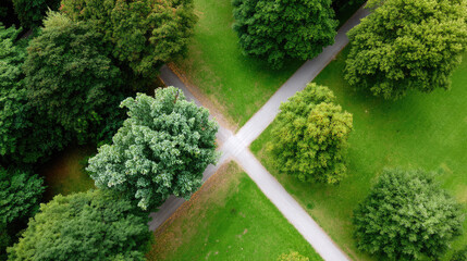 Parkland crossroad aerial view