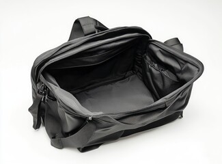 Black Travel Duffel Bag: Minimalist Design, Open View