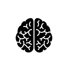 Brain illustration in black and white, representing intelligence and thoughts  