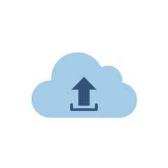 Fototapeta premium Cloud storage icon with upload arrow in flat design 