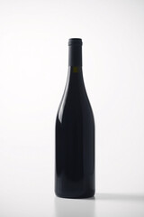 Black wine bottle on white background, elegant and sophisticated beverage for celebration.