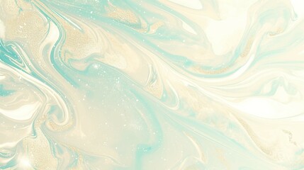Fototapeta premium Abstract background with swirling light blue and beige paint texture.