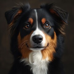 Fototapeta premium Adorable Black and Tan Bernese Mountain Dog Close-Up Studio Shot