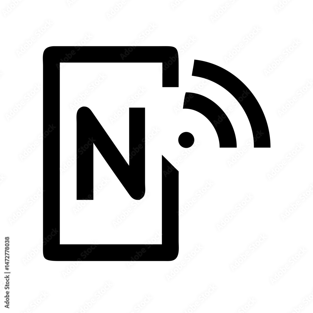 Poster nfc symbol icon representing contactless technology and remote services