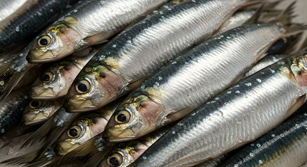 Obraz premium Pile Of Fresh Sardines Ready For Cooking As A Culinary Delight