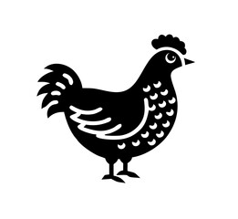 Black chicken icon with a cute character design