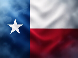 Vintage Texas flag with star, blue, white, and red colors, textured background