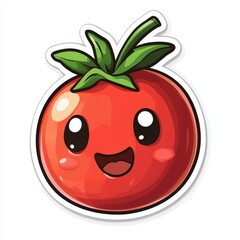 Cute Smiling Cartoon Tomato Character Sticker Illustration