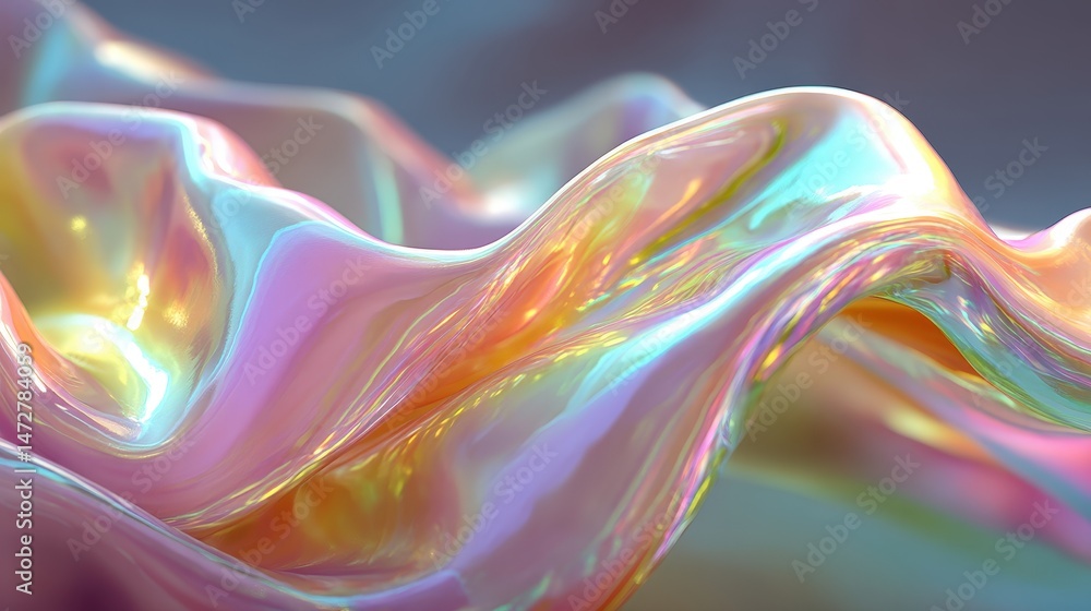 Poster shimmering opal background with a blurred prismatic wave effect, ideal for creative projects and des