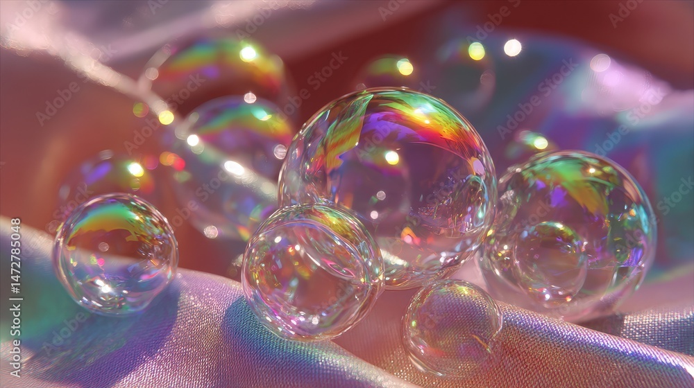 Poster soft bubble chrome texture featuring multicolor highlights in a high-resolution image for creative u