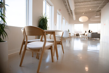 Fototapeta premium bright and sunny coworking space featuring minimalist design elements