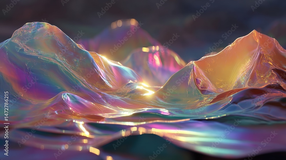 Poster abstract oil slick surface featuring a luminous gradient layer, capturing vibrant colors and texture