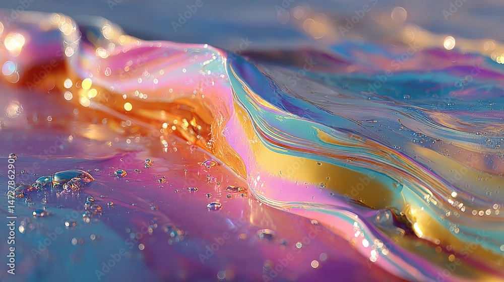 Aufkleber an abstract image of an oil slick surface featuring a luminous gradient, perfect for artistic or com