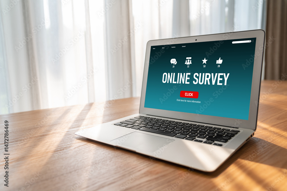 Poster online survey form for modish digital information collection on the internet network