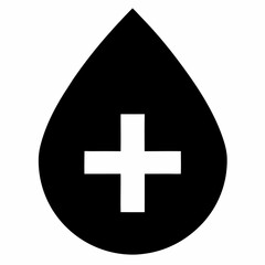 Fototapeta premium Drop of Blood with Plus Sign Icon Vector Illustration for Medical, Blood Donation, Healthcare, and First Aid Graphics