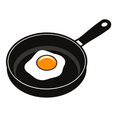 Cooking Frying Pan with Egg Vector Illustration for Breakfast, Kitchen, Culinary, and Food Preparation Graphics

