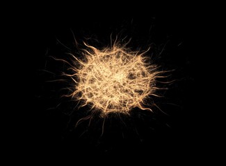 Golden Energy Burst: Abstract Filamentous Art