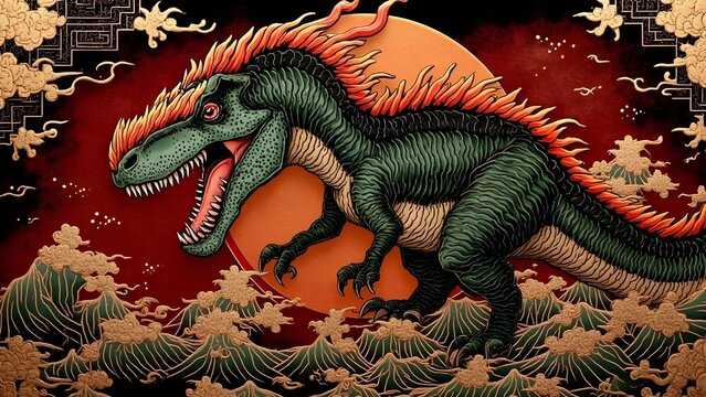 desenho de tatuagem japonesa de dinossauro