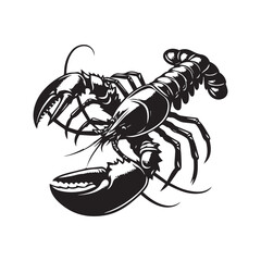 Lobster Silhouette Vector Illustration White Background