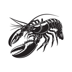 Lobster Silhouette Vector Illustration White Background