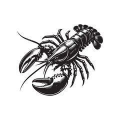 Lobster Silhouette Vector Illustration White Background