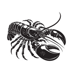 Lobster Silhouette Vector Illustration White Background