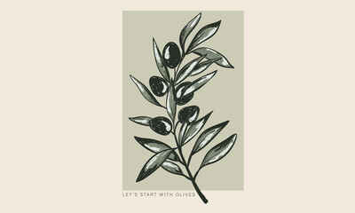 Olive wall art. Green olive artwork for t shirt print, poster, sticker and other uses.