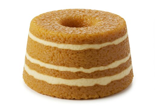 Delicious Biko Sweet Rice Cake on White Background with Creamy Layers