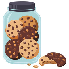 Home made cookies in jar isolated vector illustration on white background
