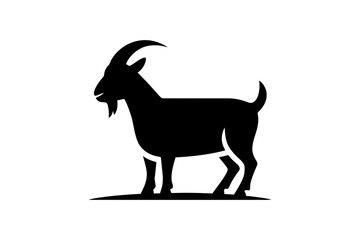 Black silhouette of a goat standing illustration