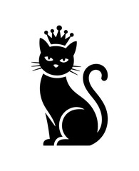 Black cat queen with crown vector graphic design