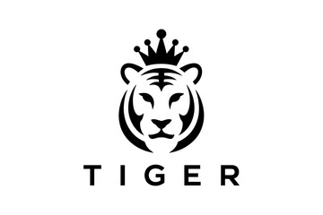 Fototapeta premium Elegant tiger king logo design vector illustration