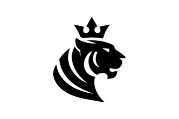 Tiger head with crown logo design vector graphic