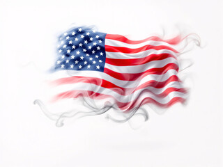American flag with smoke effect, symbolizing patriotism and national pride.