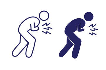 Heart attack linear icon set. Myocardial infarction. Cardiovascular disease. vector illustration on white background