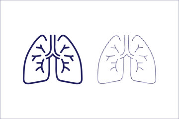 Lungs organ anatomy editable stroke outline icon isolated on white background flat vector illustration