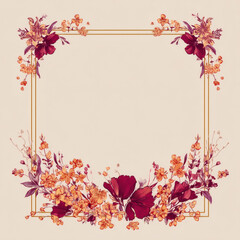 Decorative floral arrangement with an ornate frame, perfect for elegant designs and invitations.