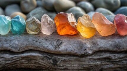 Colorful beach glass collection coastal shoreline natural environment artistry