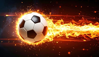 Fototapeta premium Soccer ball in flames: dynamic sports energy and motion