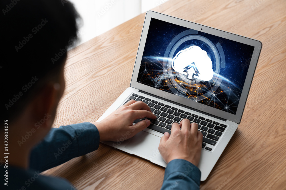 Poster cloud computing software for modish remote work and personal data storage