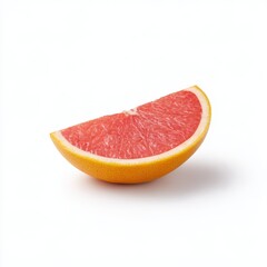 Isolated vibrant grapefruit wedge with juicy pulp and a yellow rind on a clean background surface