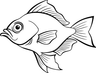 fish line vector illustration isolated on white background