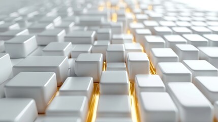 Obraz premium Abstract white cubes with glowing lines in a modern setting 