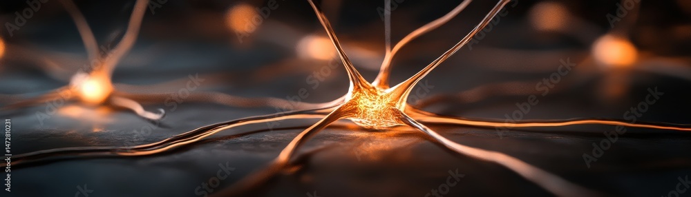 Poster a close-up view of interconnected neurons, showcasing glowing synaptic connections and the intricate